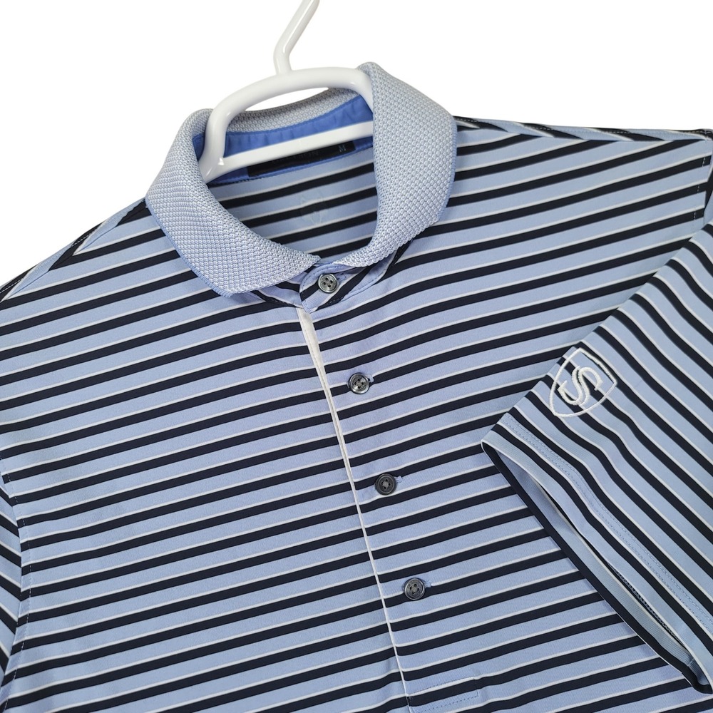 Greyson Polo Shirt Mens Medium Blue Excellent Striped Short Sleeve Golf Top